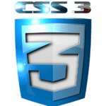 CSS 3 custom logo in blue color where 3 in a shield and CSS3 text on top