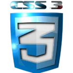 CSS 3 custom logo in blue color where 3 in a shield and CSS3 text on top