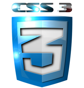 CSS 3 custom logo in blue color where 3 in a shield and CSS3 text on top