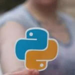 Python programming language logo featuring a blue and yellow snake icon.