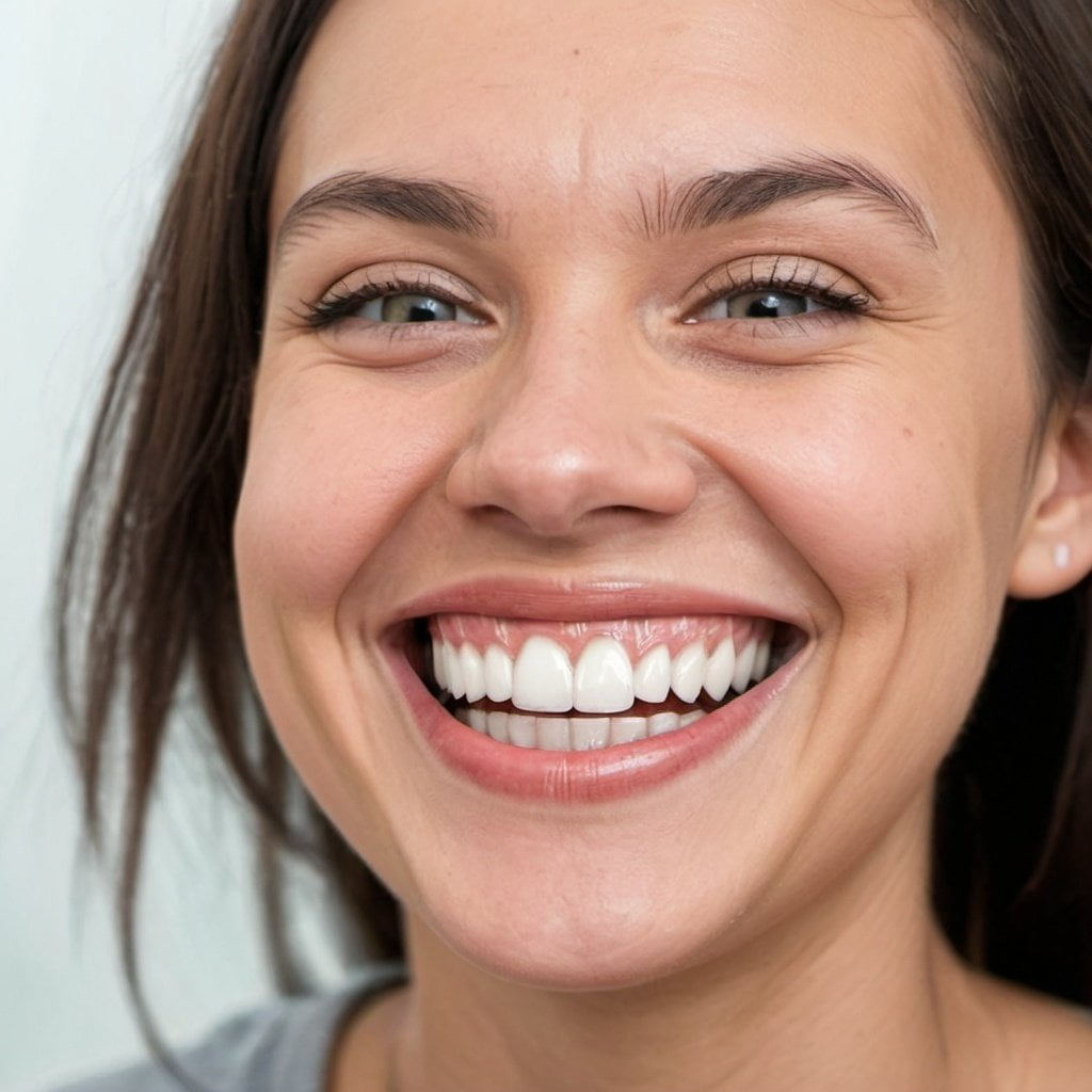 Smiling woman showing healthy teeth